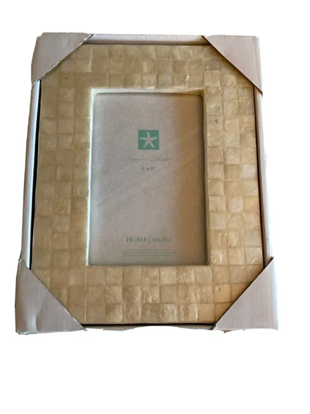 Home Studio Picture Frame Cream Shoreline Collection Capiz Shell Mosaic 4x6 NEW
